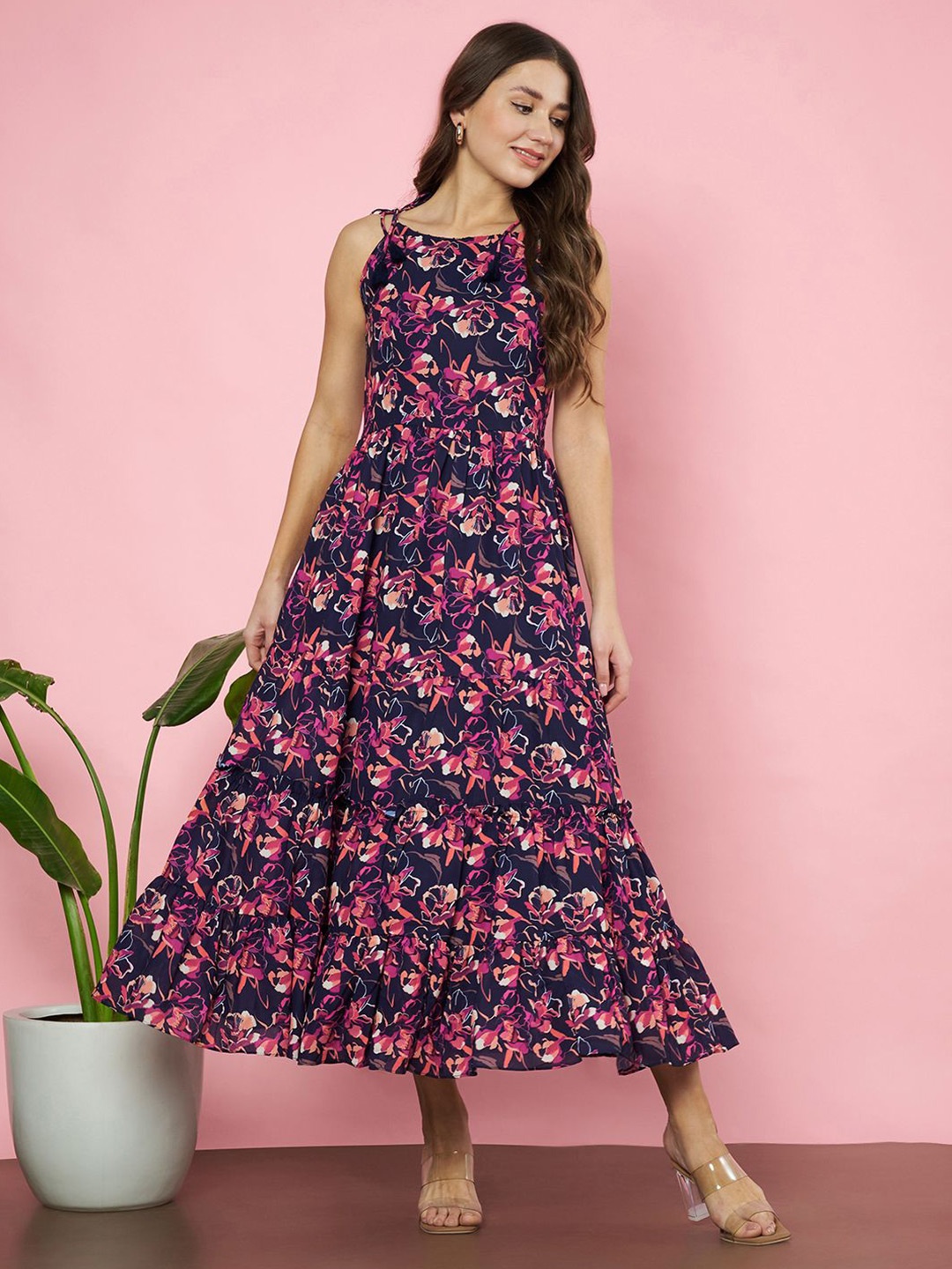 

Fbella Floral Print Georgette Fit & Flare Midi Dress, Multi
