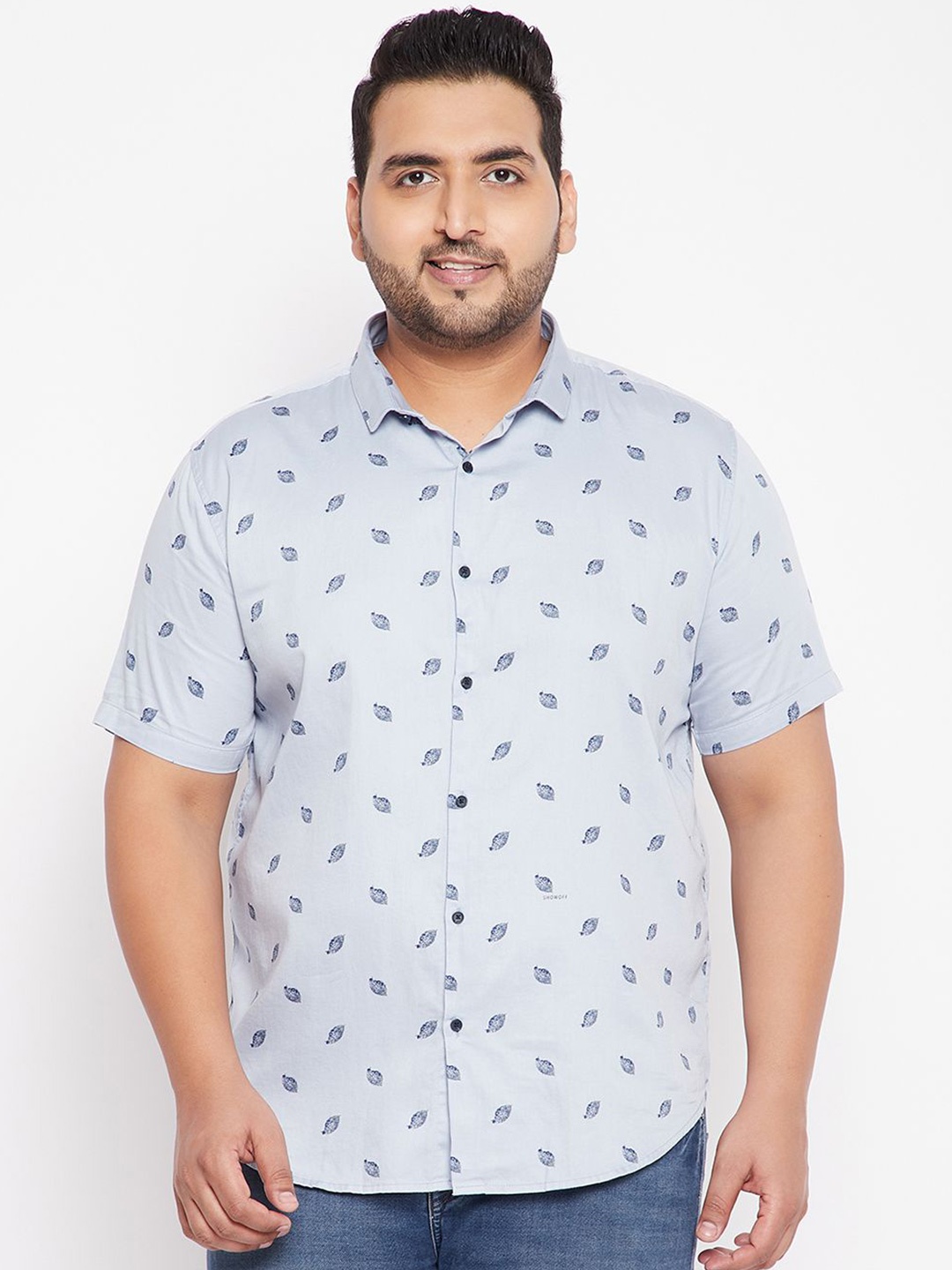 

SHOWOFF Men Slim Fit Spread Collar Floral Printed Cotton Casual Shirt, Blue