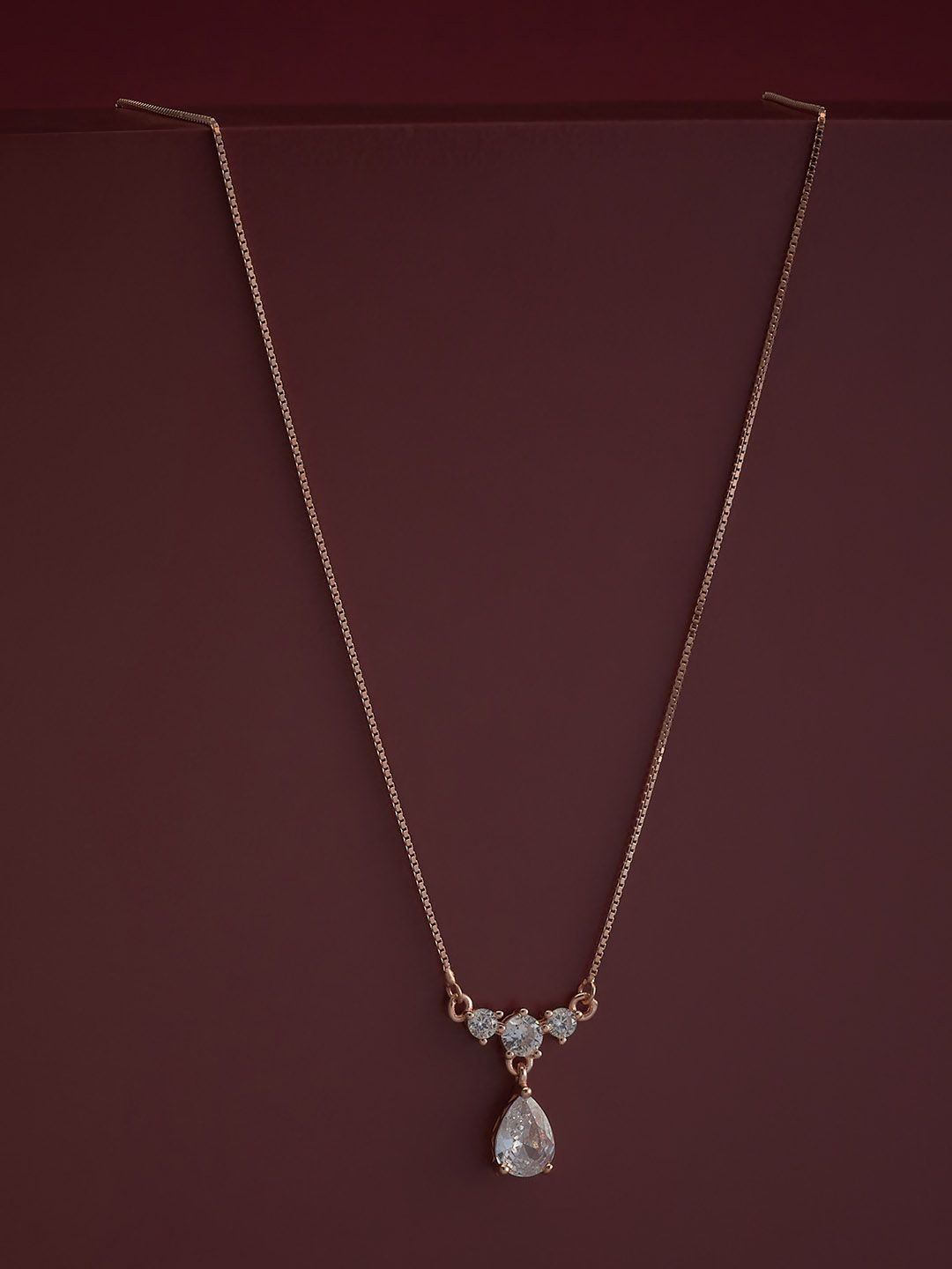 

Kushal's Fashion Jewellery 92.5 Silver White Rose-Gold-Plated Necklace
