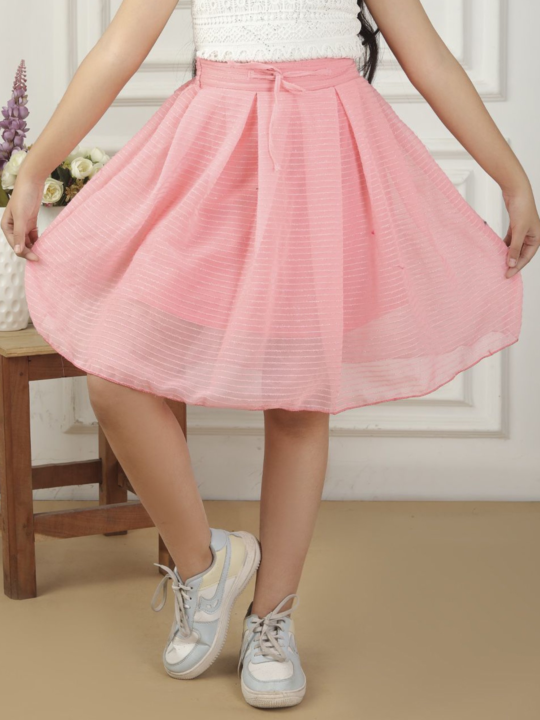 

BAESD Girls Foil Knee-Length Skirt, Pink
