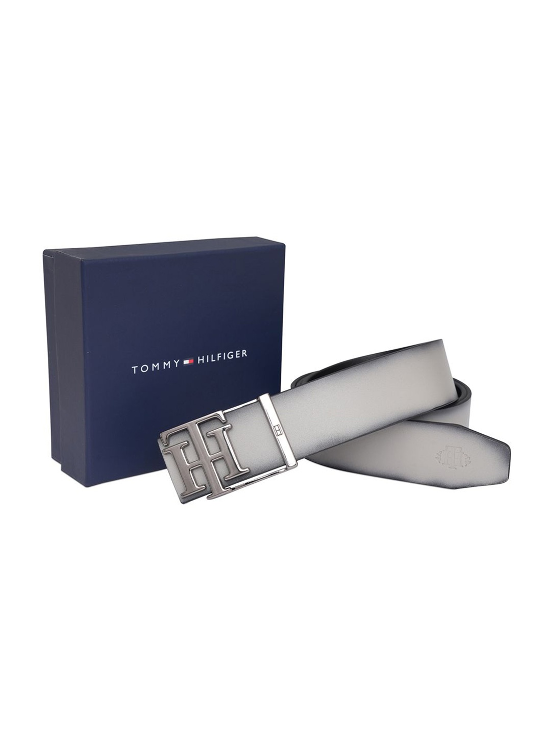 

Tommy Hilfiger Wotton Men Leather Reversible Formal Belt, Grey