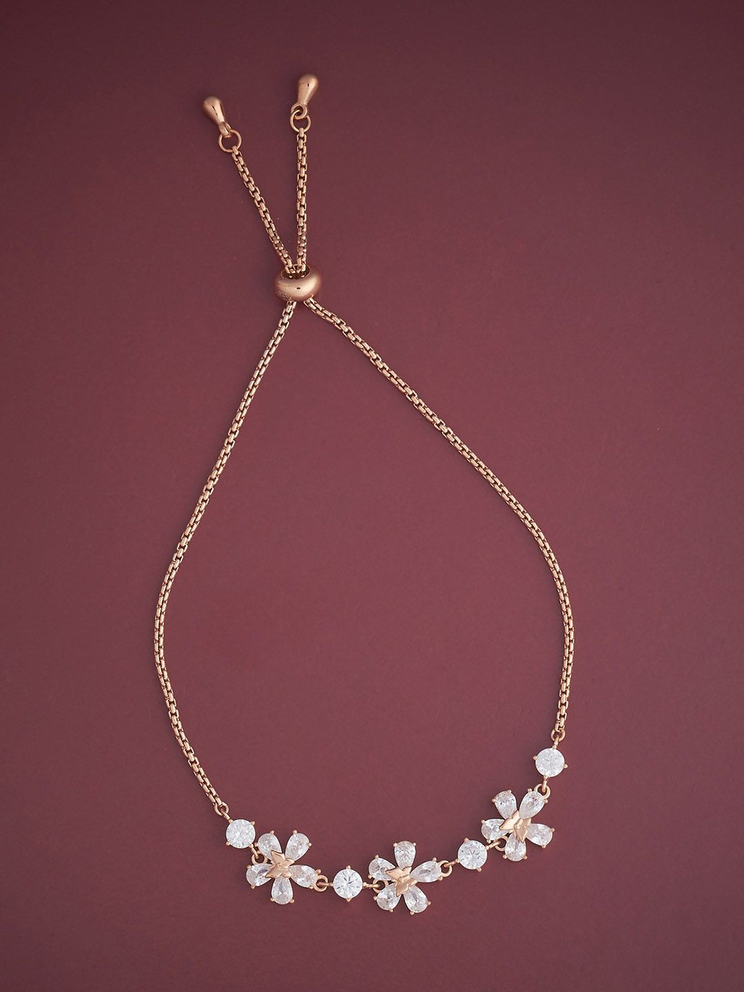 

Kushal's Fashion Jewellery 92.5 Sterling Silver CZ Rose Gold-Plated Wraparound Bracelet