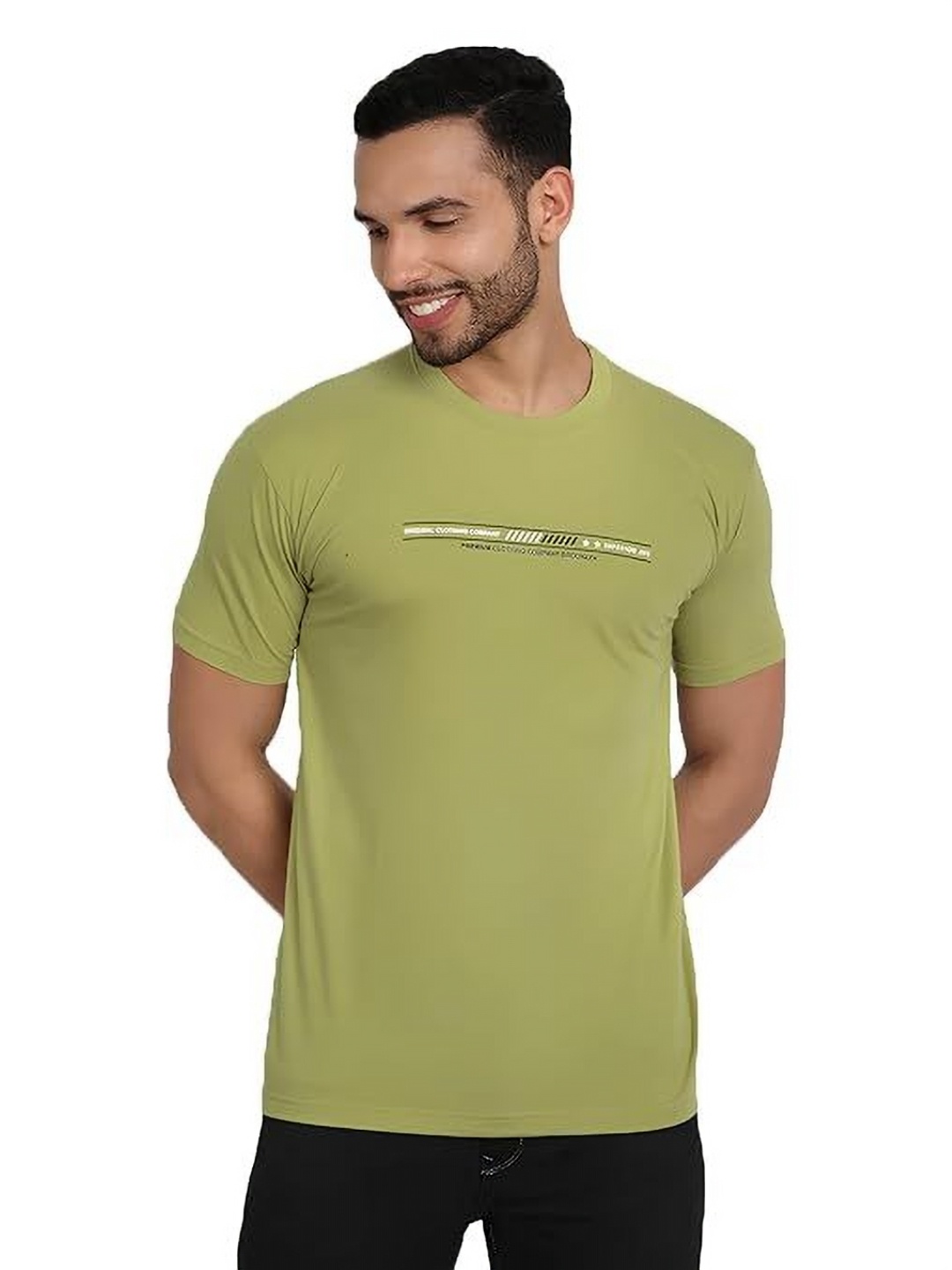 

BAESD Men Typography Slim Fit T-shirt, Fluorescent green