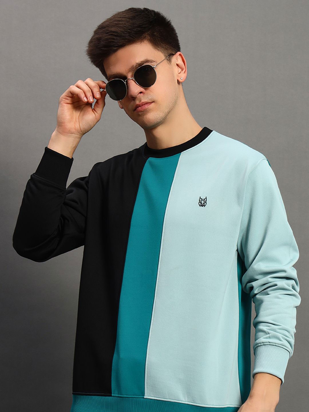 

STELVIN Men Colourblocked Sweatshirt, Blue