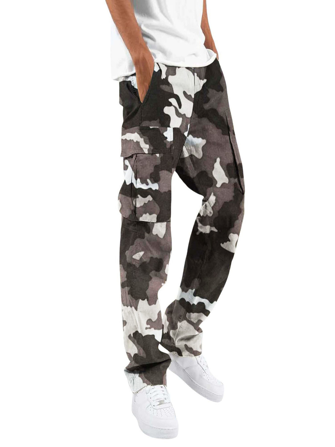 

StyleCast x Revolte Men Camouflage Printed Easy Wash Cargos Trousers, Brown
