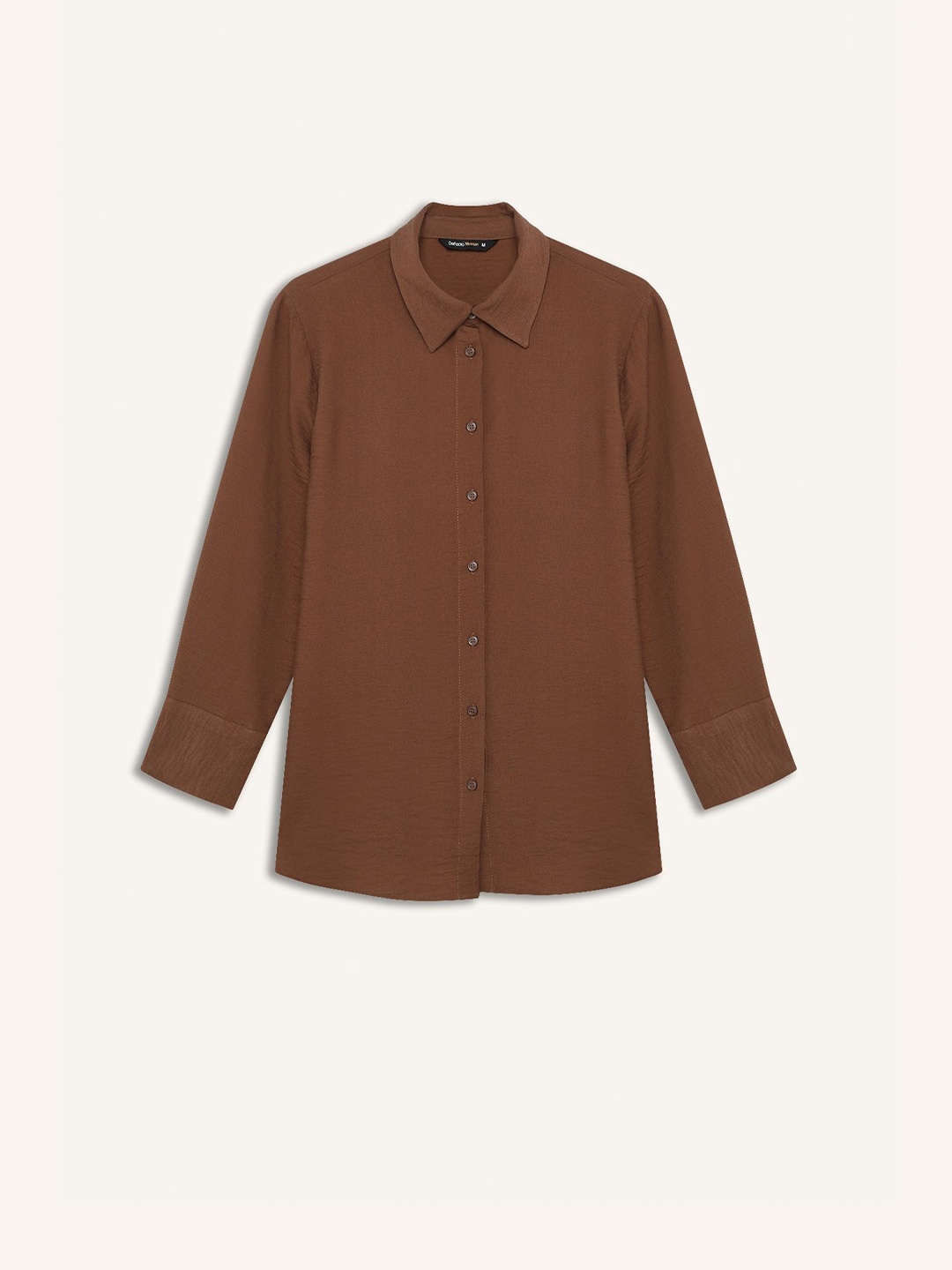 

DeFacto Women Spread Collar Solid Casual Shirt, Brown