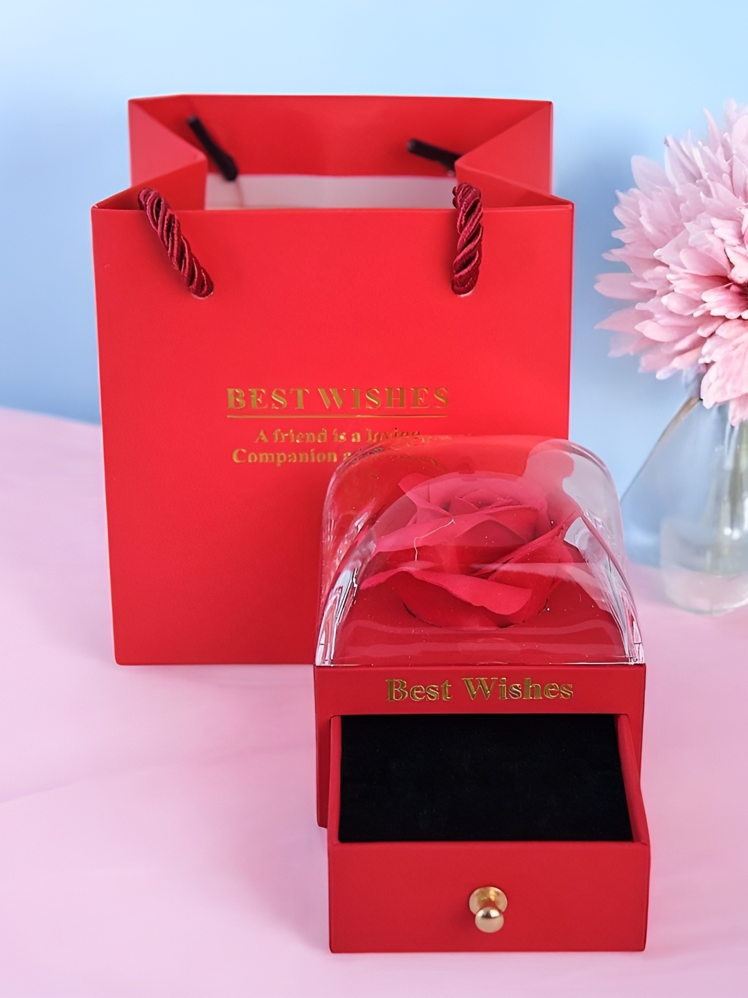 

Ascension Red & Transparent Preserved Rose Flower Gift Box