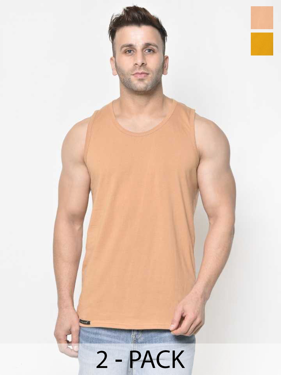 

Woostro Pack Of 2 Gym Innerwear Vests, Mustard