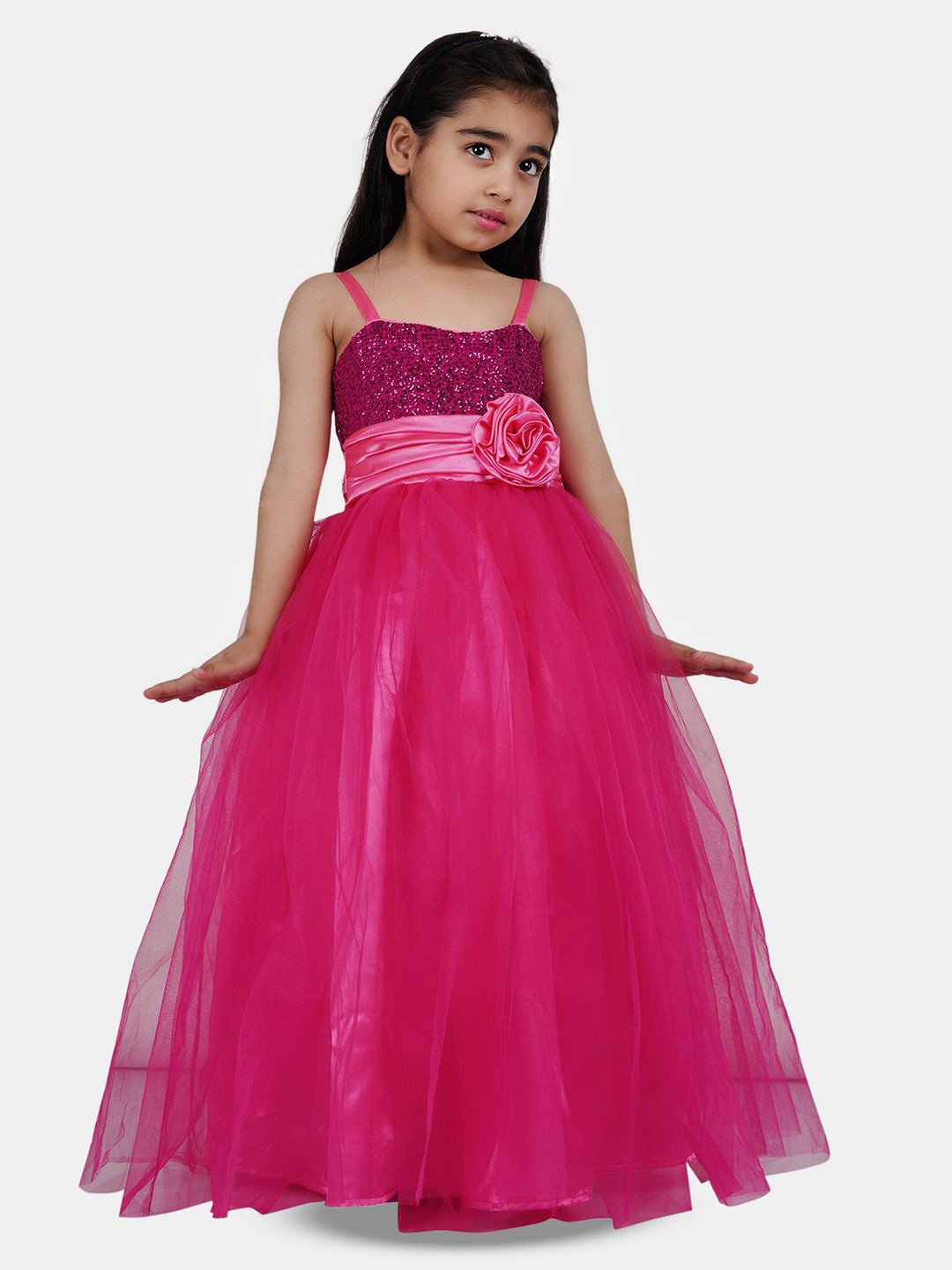 

Wow Princess Net A-Line Maxi Dress, Pink