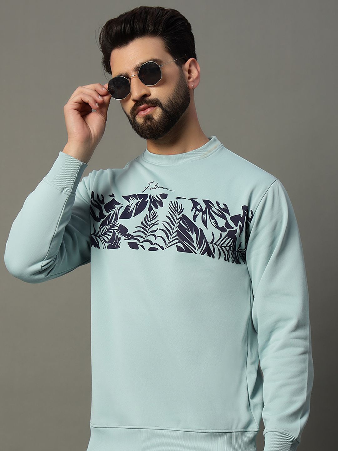 

STELVIN Men Printed Sweatshirt, Sea green