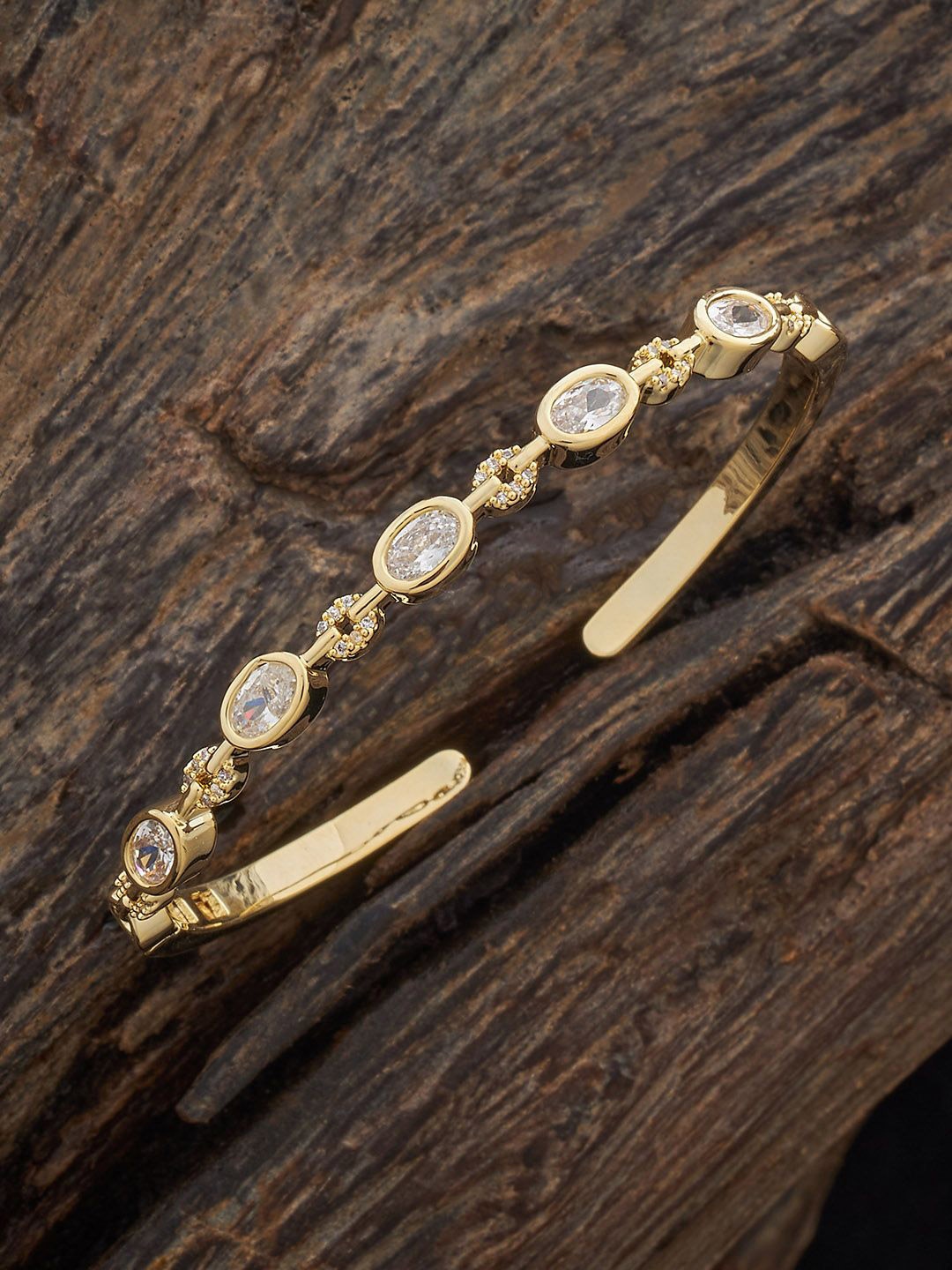 

Kushal's Fashion Jewellery Gold-Plated Zircon-Studded Bangle