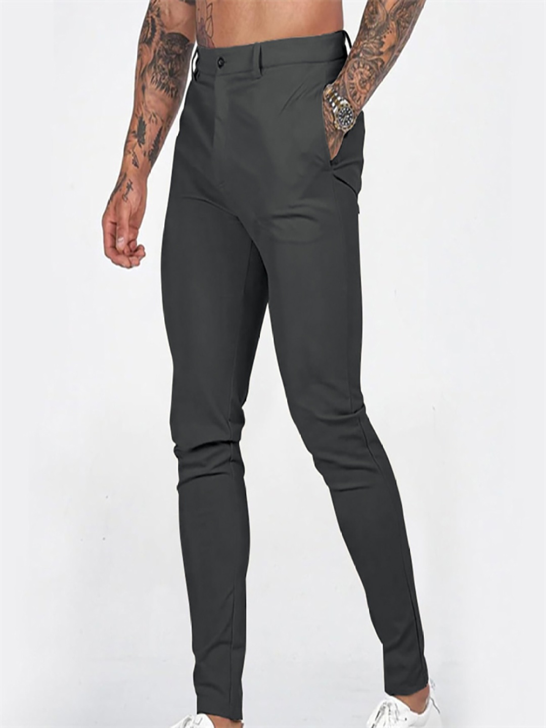 

StyleCast x Revolte Men Slim Fit Easy Wash Pleated Trousers, Grey