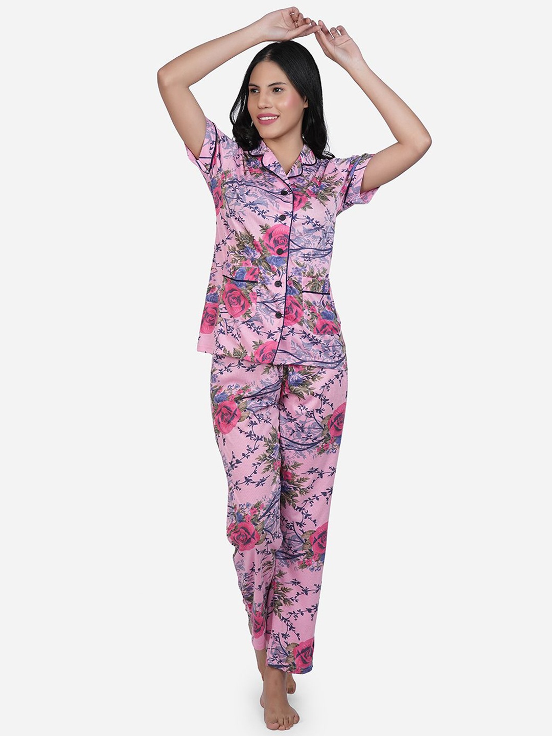 

SHYAM SONS FLAIR Women Printed Night suit, Pink