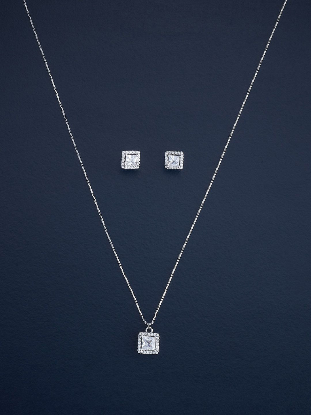 

Kushal's Fashion Jewellery Sterling Silver Rhodium-Plated Zircon Jewellery Set
