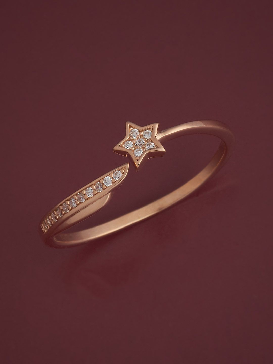 

Kushal's Fashion Jewellery 92.5 Sterling Silver Rose Gold-Plated CZ Studded Finger Ring