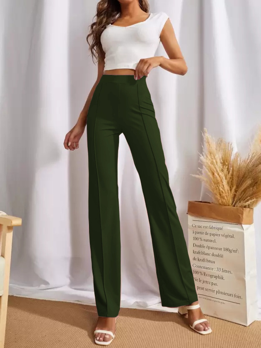 

KASHIAN Women Relaxed High-Rise Wide Leg, Olive