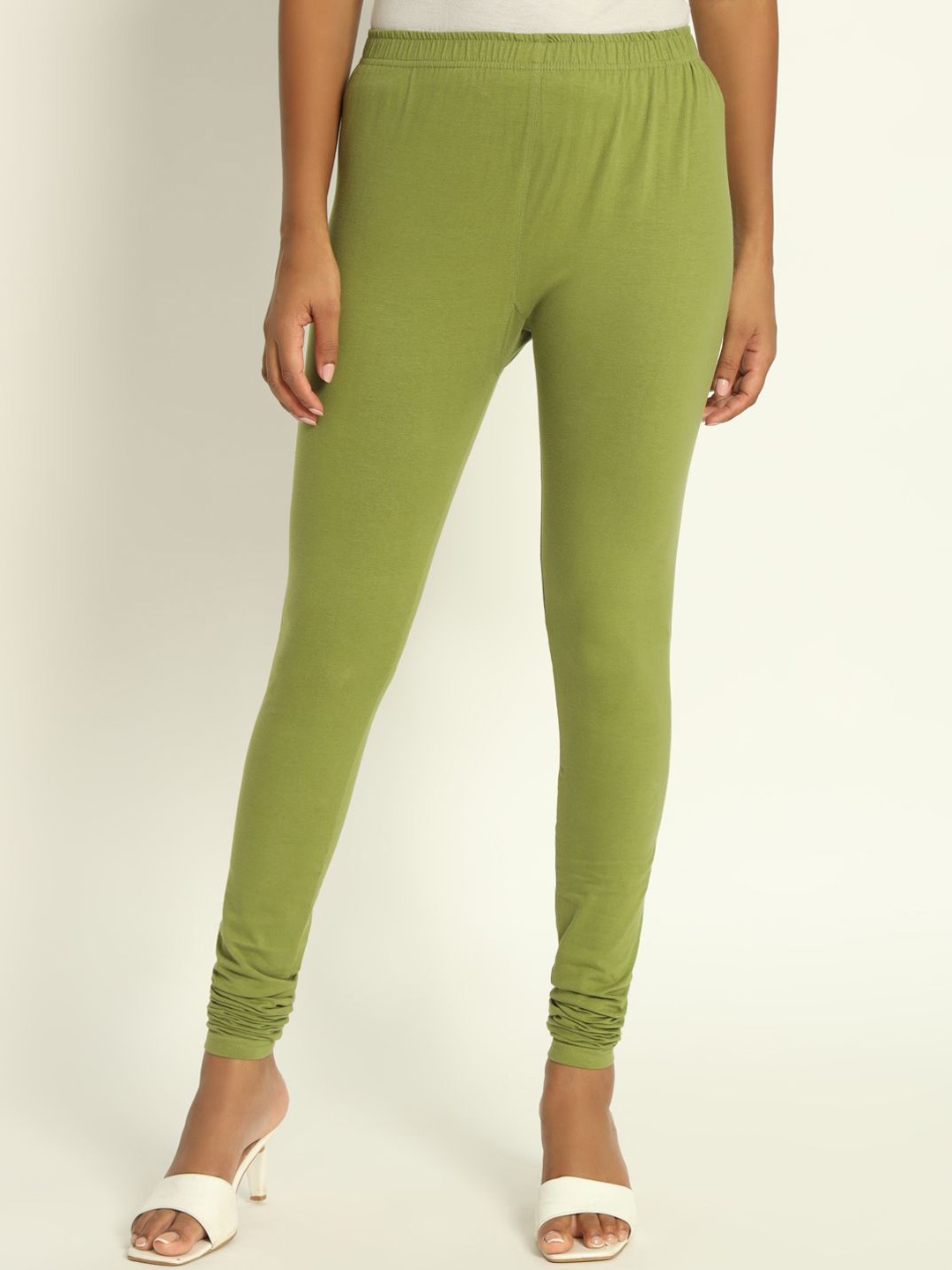 

Thread Plus Women Churidar Super Stretchable Solid Cotton Leggings, Green