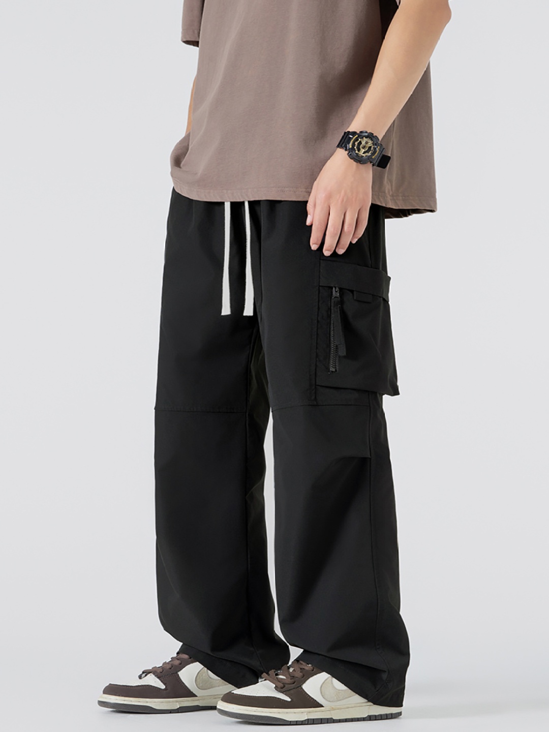 

StyleCast x Revolte Men Easy Wash Pleated Cargos Trousers, Black