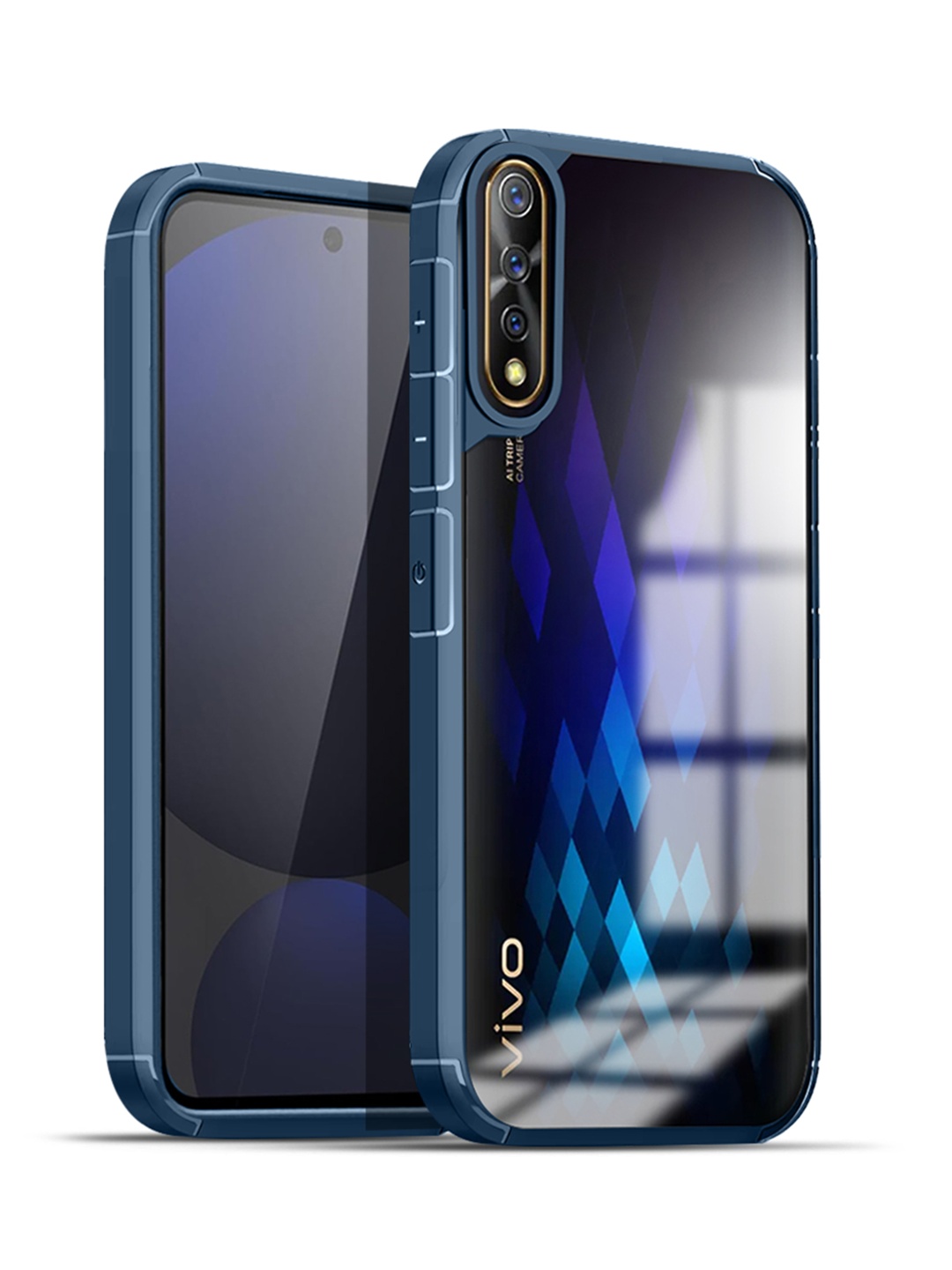 

Karwan Solid Printed Vivo S1 Shockproof Bumper Back Case, Blue