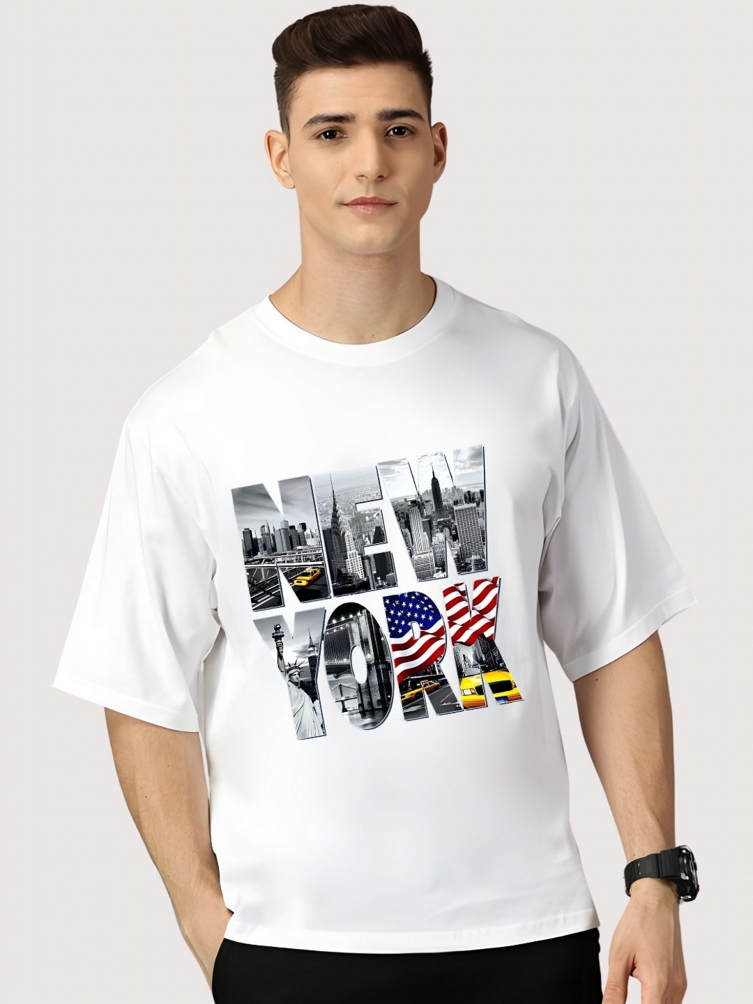 

Moda Rapido Men Drop-Shoulder Sleeves T-shirt, White