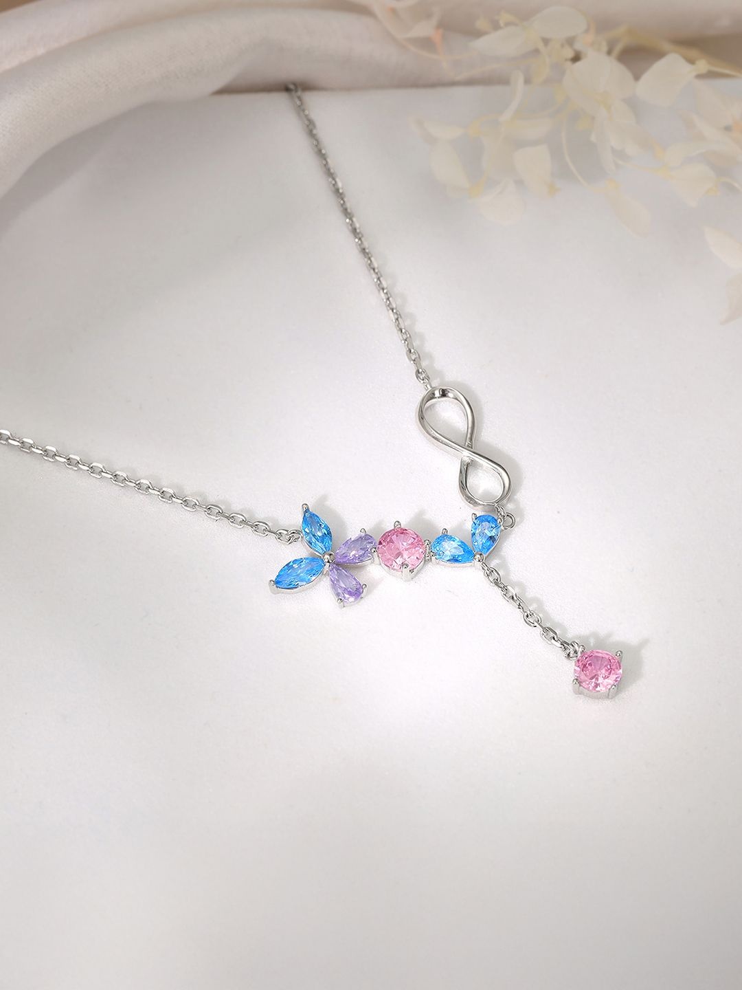 

GIVA 925 Silver Blue Butterfly Infinity Necklace