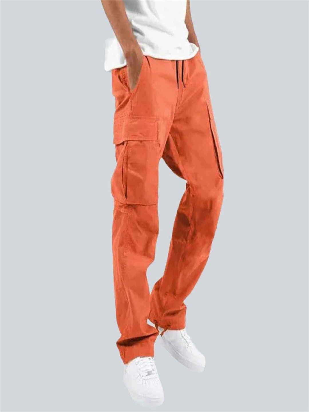 

StyleCast x Revolte Men Easy Wash Pleated Cargos Trousers, Orange