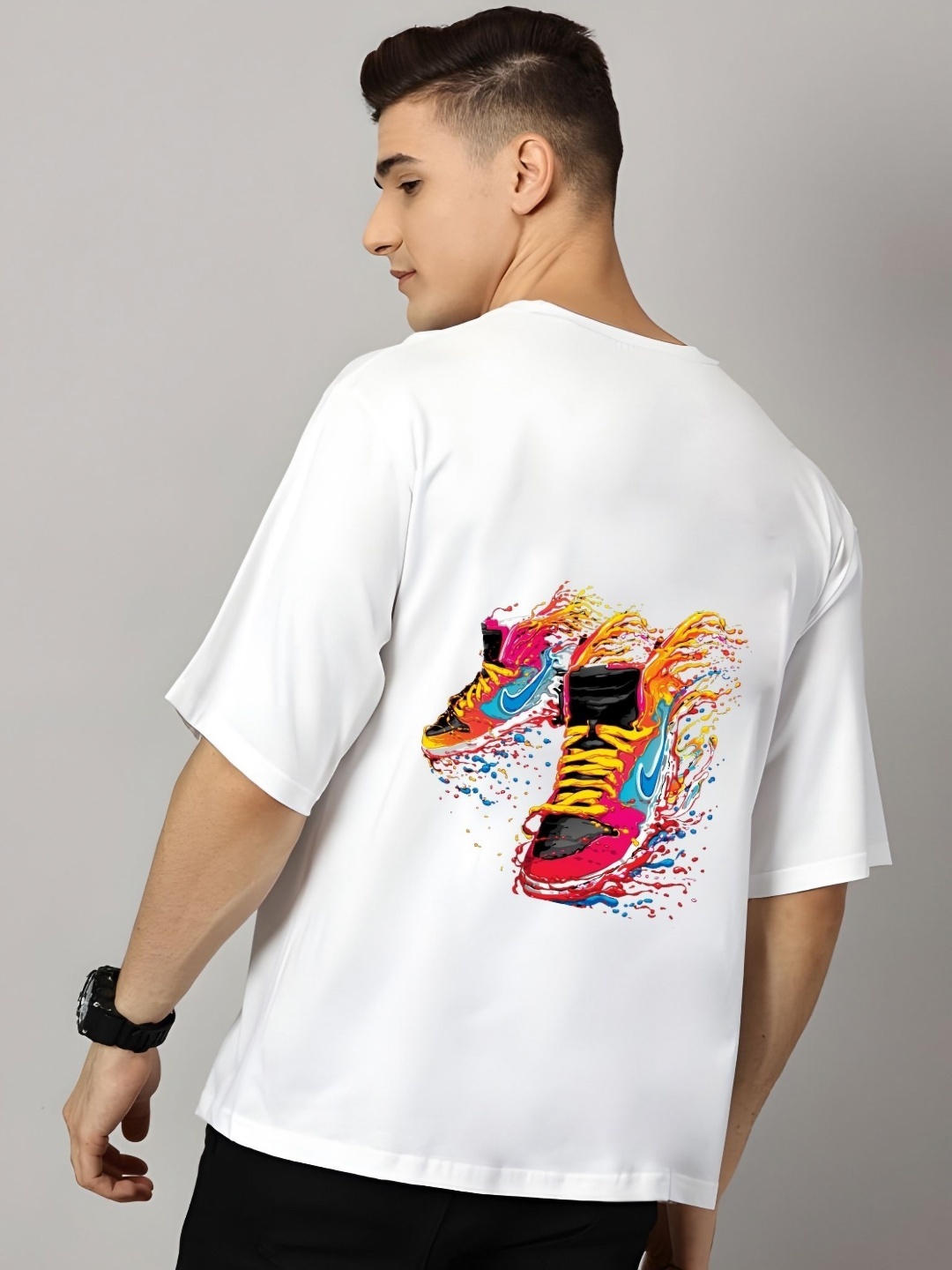 

Moda Rapido Men Graphic Printed Round Neck Cotton Oversized T-shirt, White