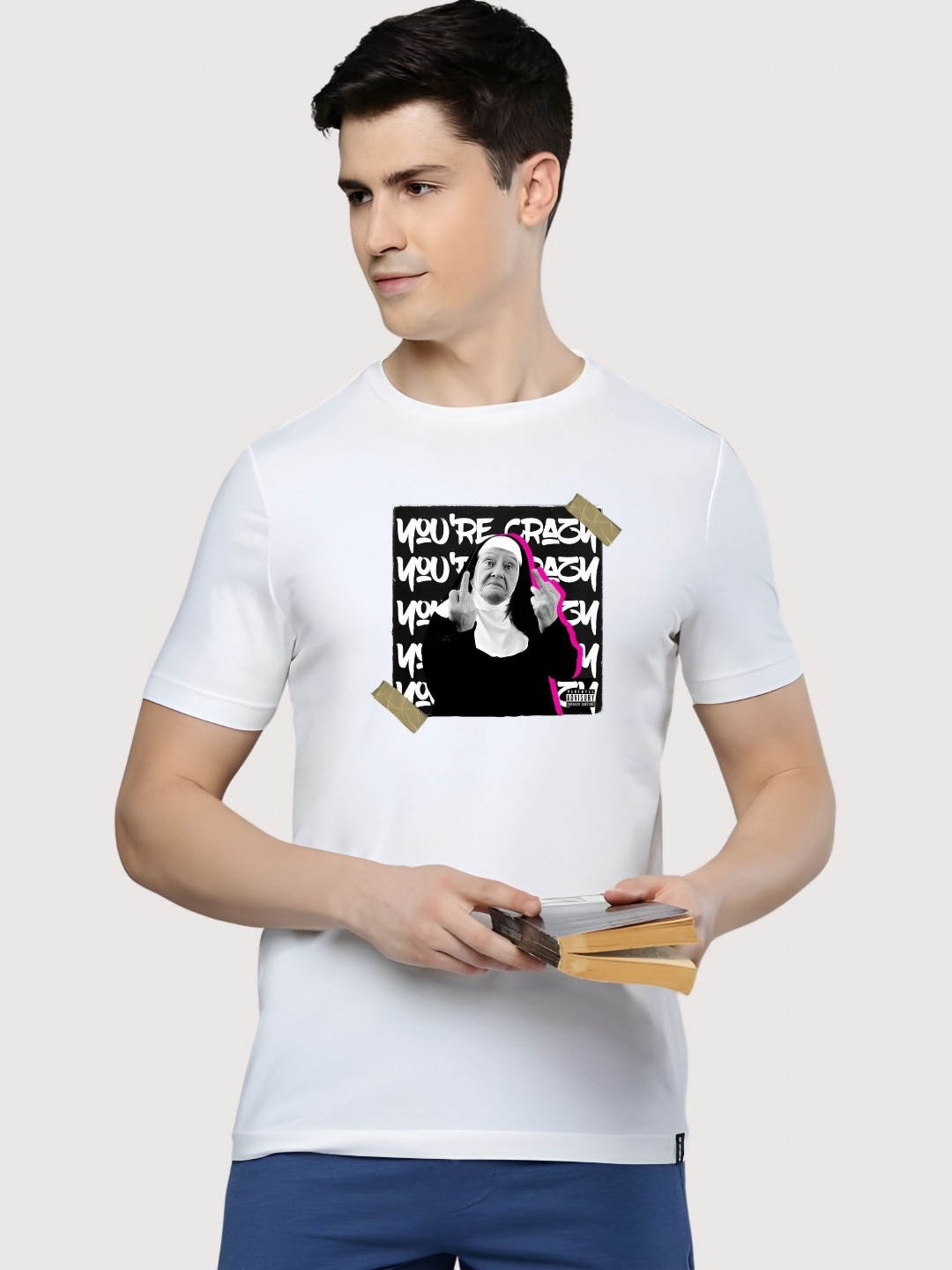 

Moda Rapido Men Drop-Shoulder Sleeves T-shirt, White