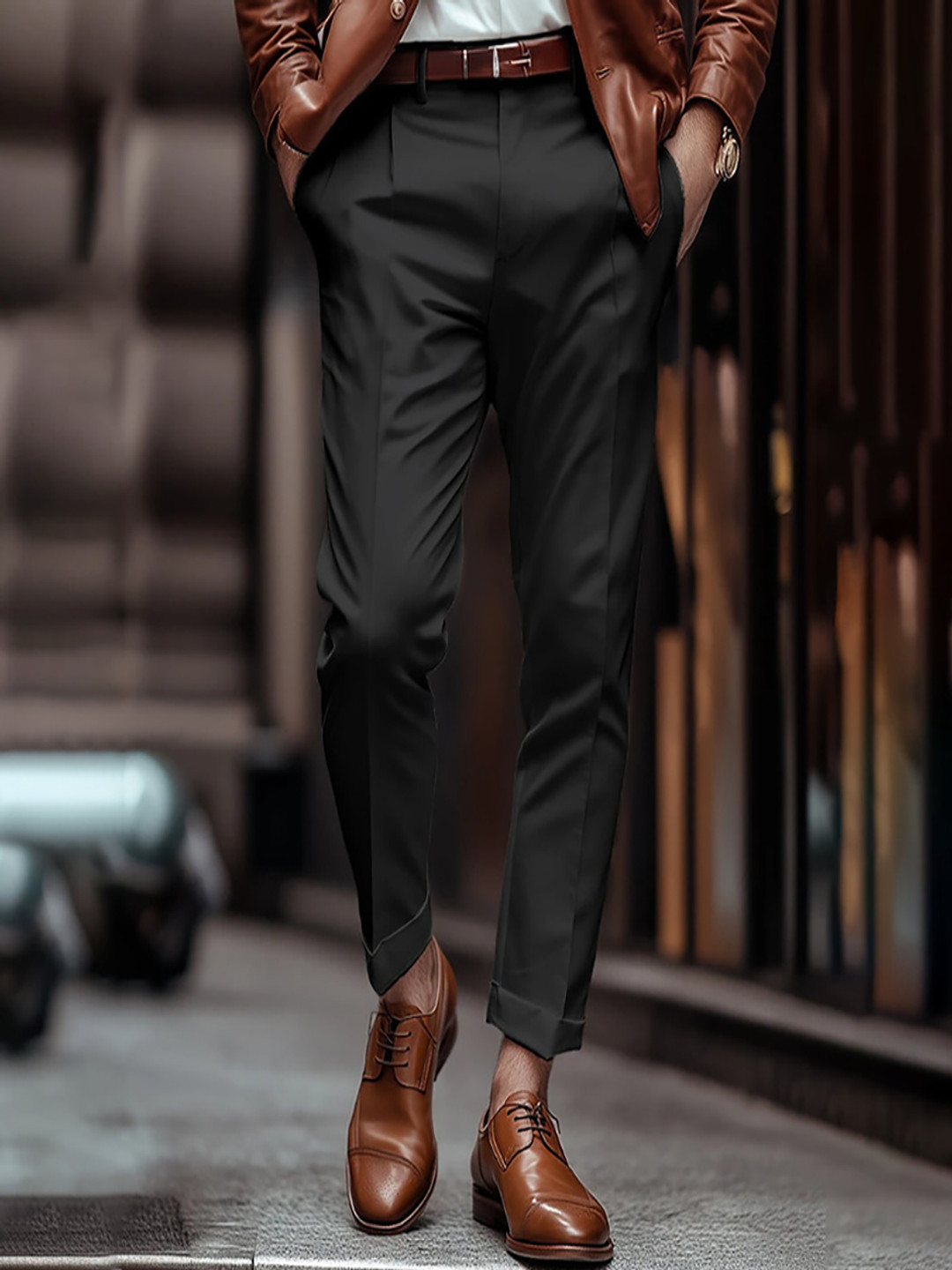 

StyleCast x Revolte Men Slim Fit Pleated Formal Trousers, Black