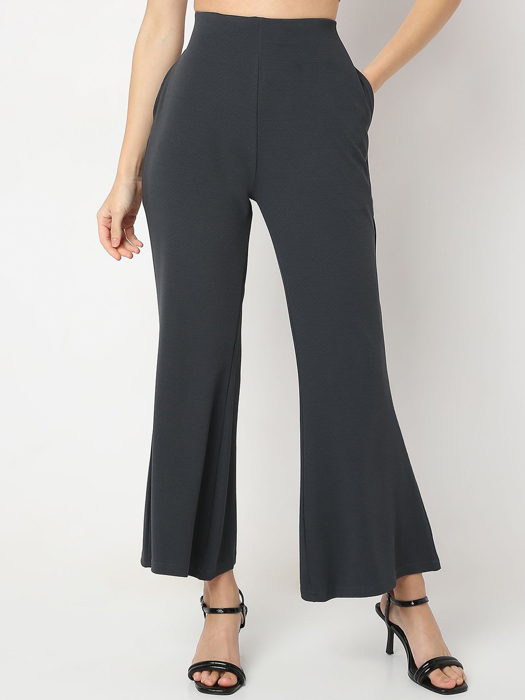 

Smarty Pants Women Relaxed Lint Free Bell Bottom Formal Trousers, Grey