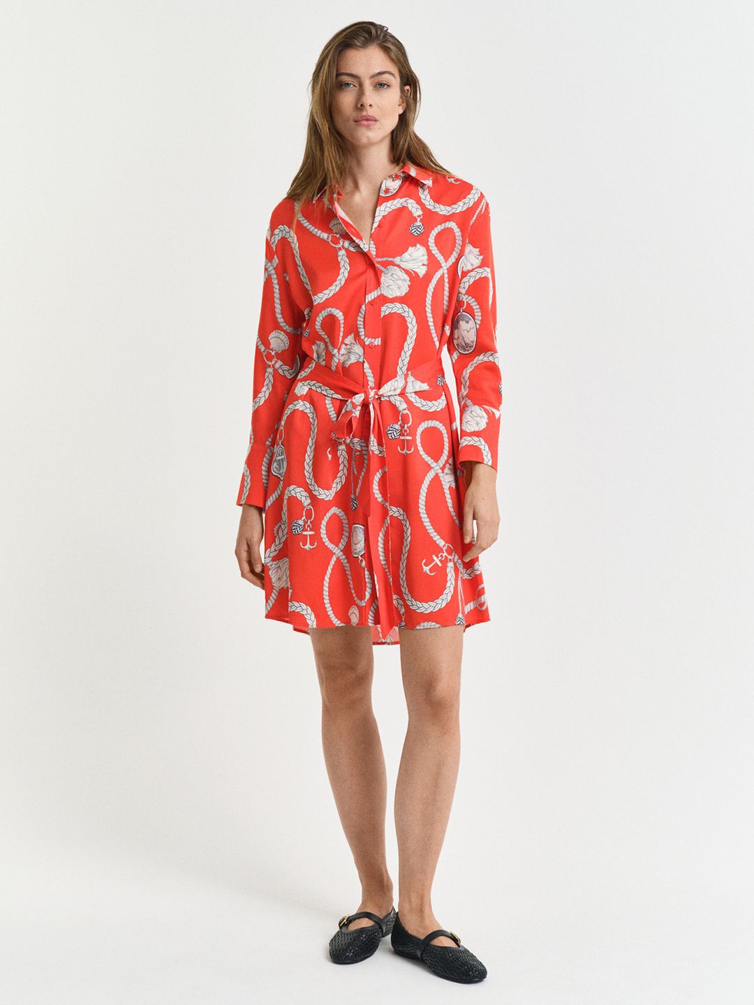 

GANT Women Sail Printed Shirt Collar Shirt Dress, Red