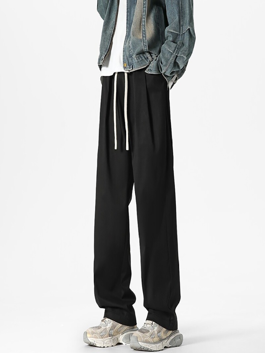 

StyleCast x Revolte Men Loose Fit Easy Wash Pleated Trousers, Black
