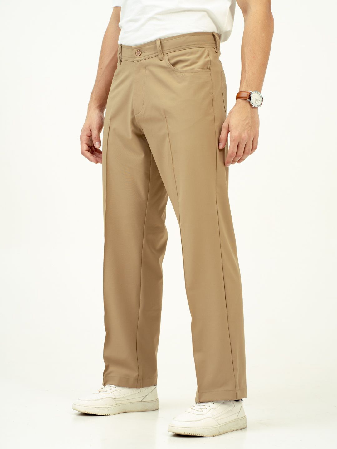 

The Pant Project Men Pecan Khaki Relaxed Fit Pintuck Pant