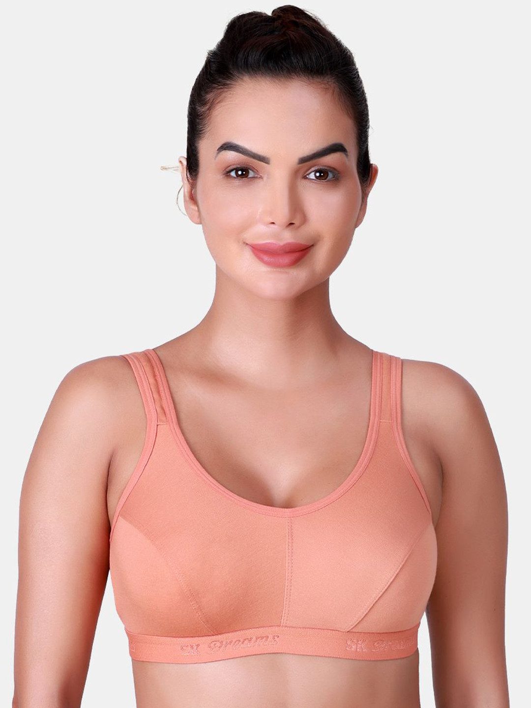 

SKDREAMS Full Coverage Cotton Workout Bra, Peach