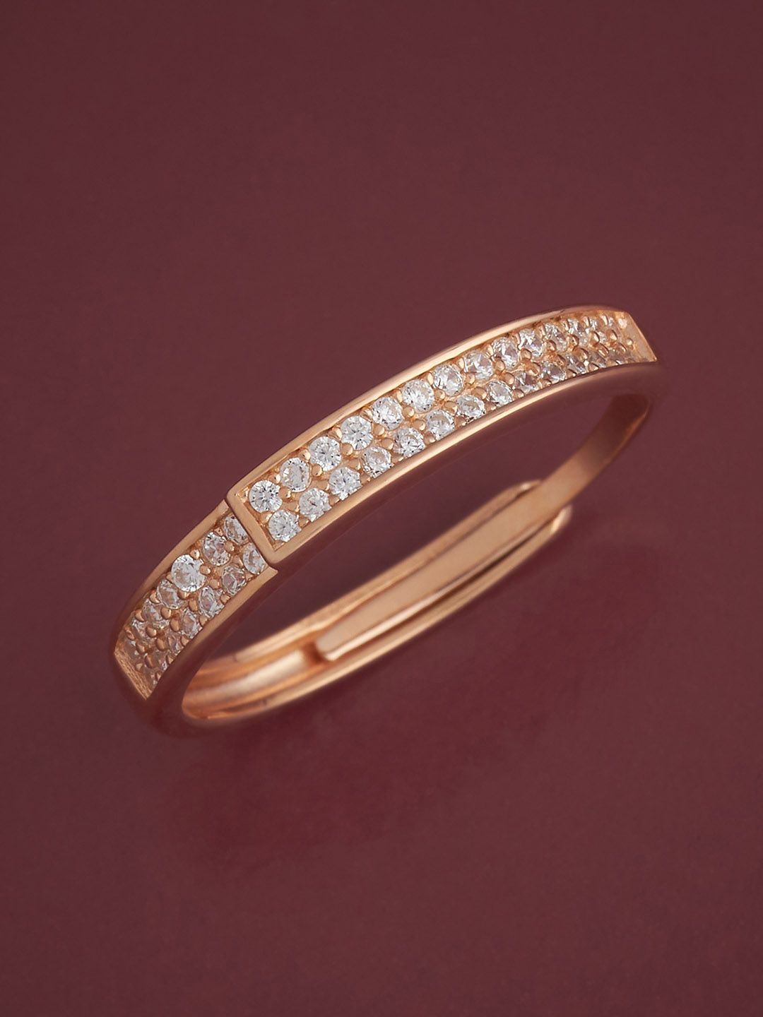 

Kushal's Fashion Jewellery Sterling Silver Rose Gold-Plated Cubic Zirconia Ring