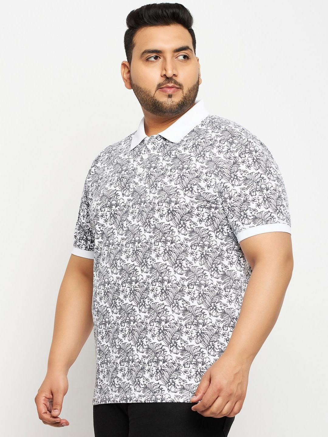 

AUXAMIS Men Printed Polo Collar Pockets T-shirt, White