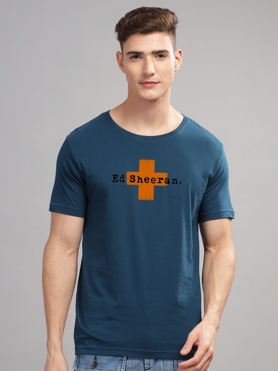 

ADRO Men Graphic Printed Round Neck Cotton T-shirt, Teal