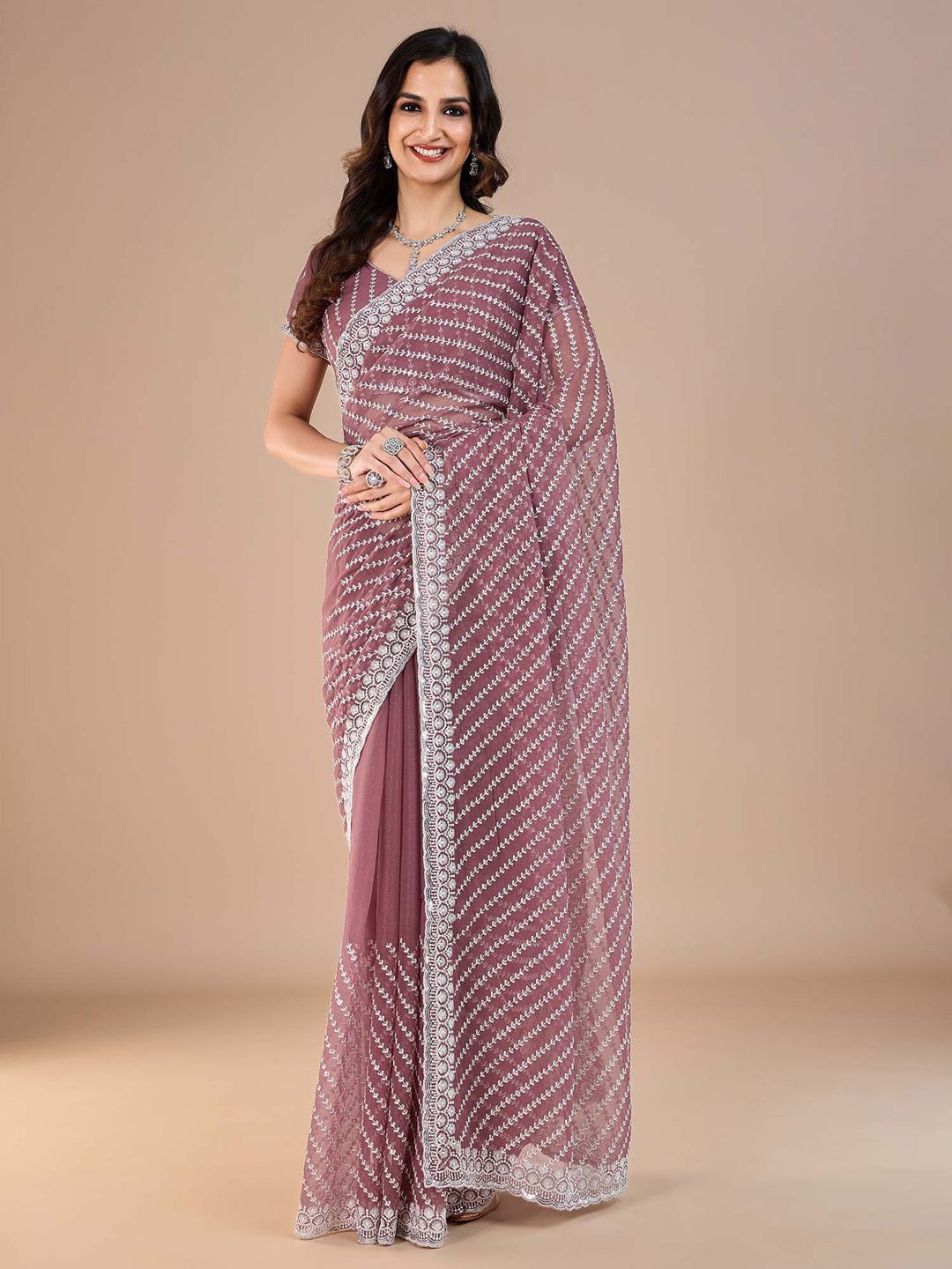 

Anouk Floral Sequinned Saree, Burgundy