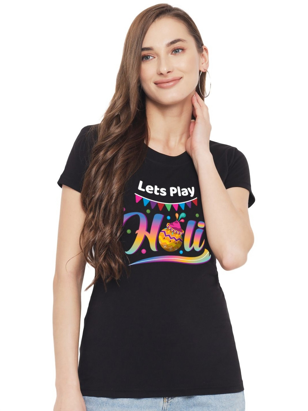 

FFLIRTYGO Women Graphic Printed Round Neck Cotton T-shirt, Black