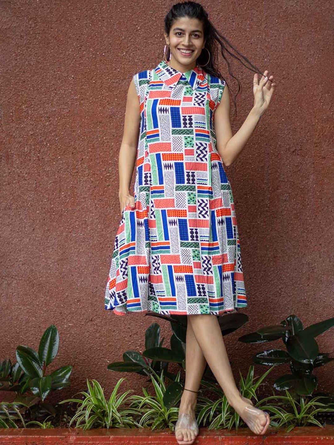 

Kmistry Print A-Line Dress, Grey