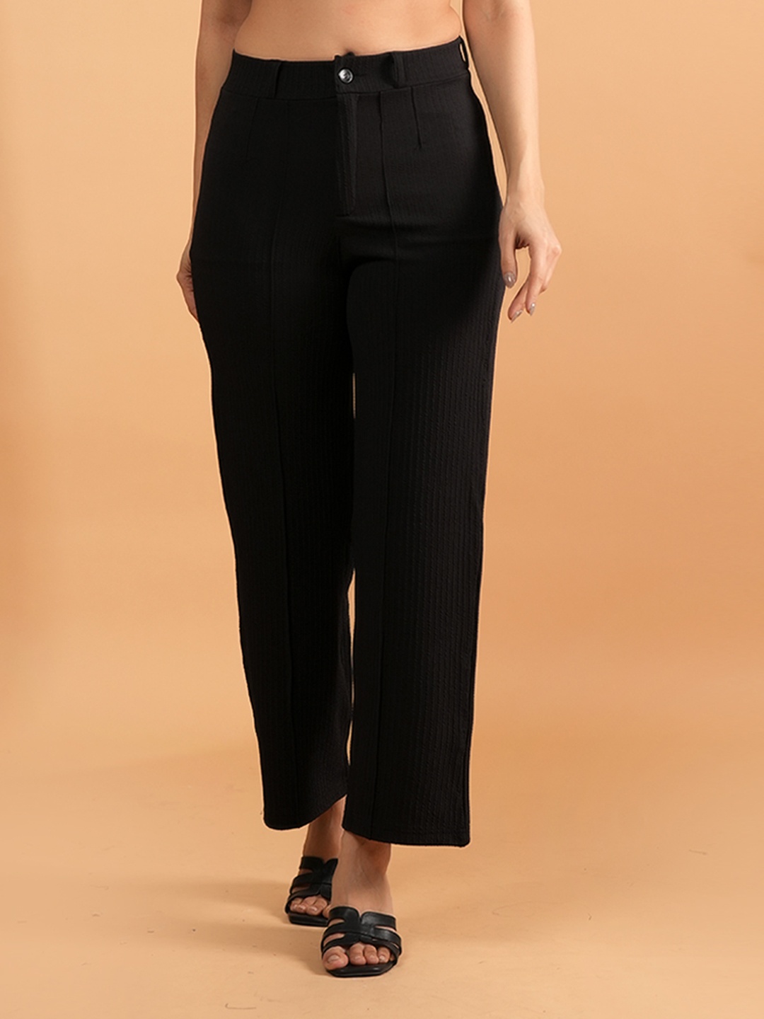 

BAESD Women High-Rise Easy Wash Trousers, Black