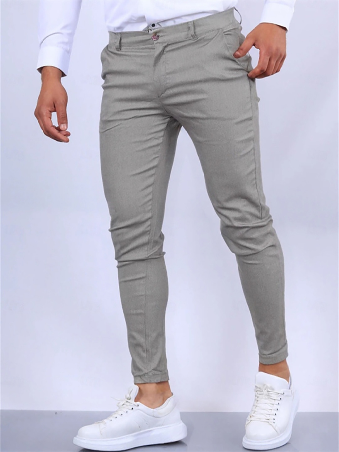 

StyleCast x Revolte Men Slim Fit Mid-Rise Easy Wash Trousers, Grey