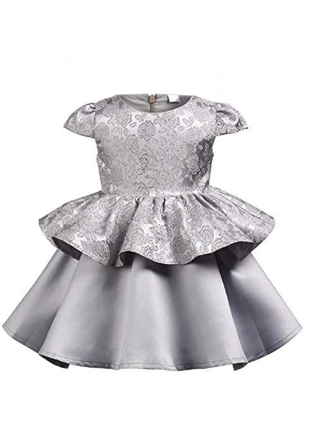 

Wow Princess Girls Printed Cape Sleeves A-Line Dress, Grey