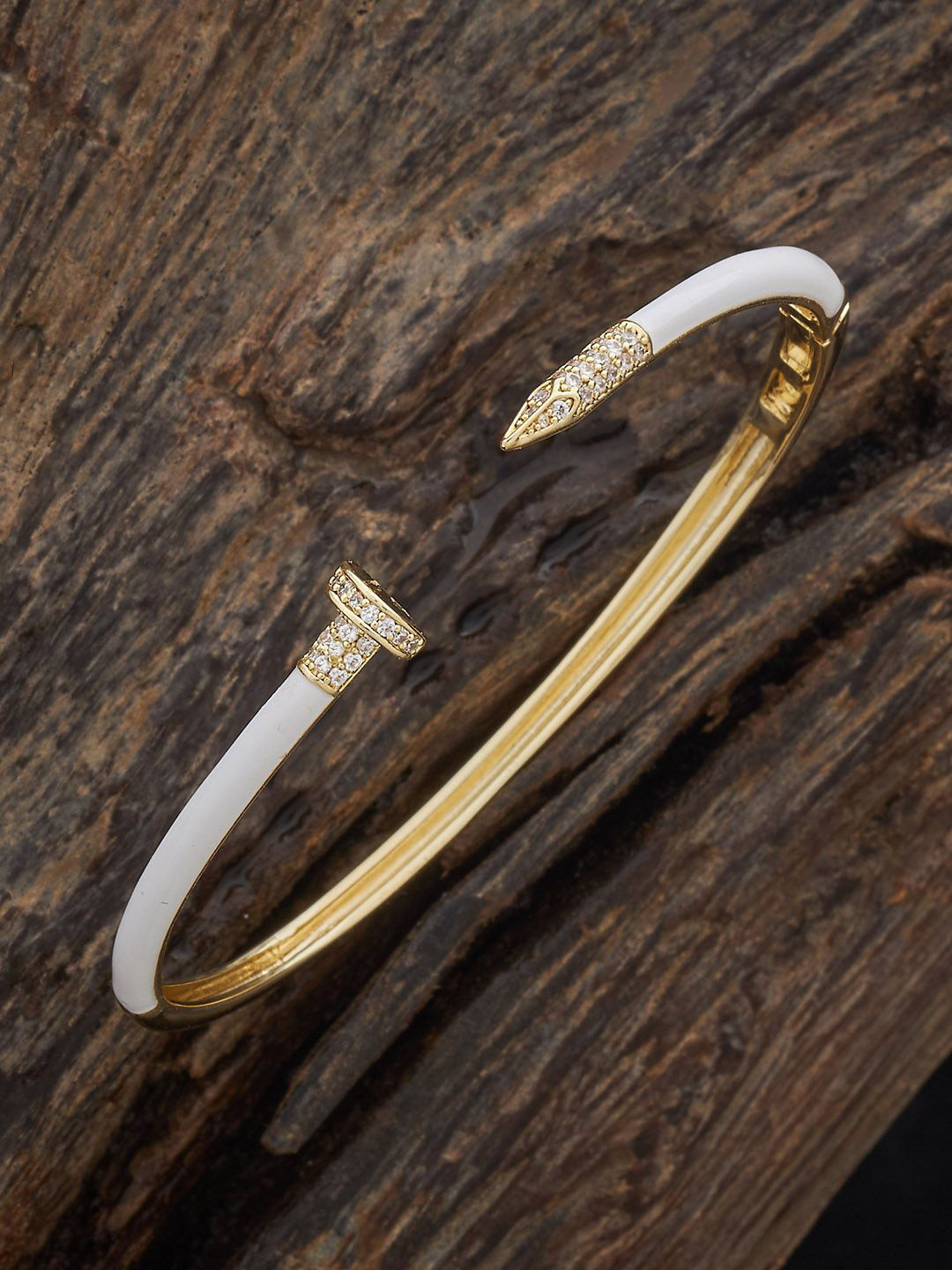 

Kushal's Fashion Jewellery Women Gold-Plated Zircon Kada Bracelet