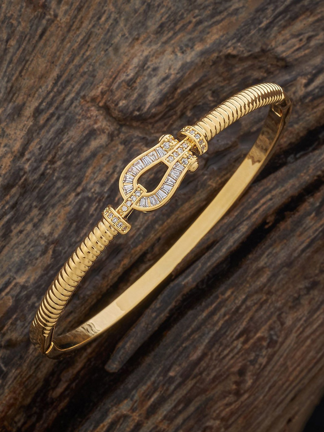 

Kushal's Fashion Jewellery Gold-Plated Zircon-Studded Bangle