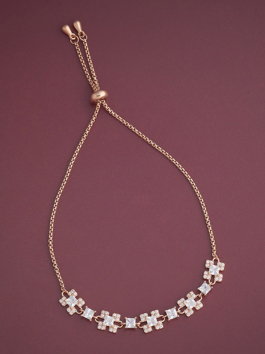 

Kushal's Fashion Jewellery 92.5 Sterling Silver Rose Gold-Plated Cubic Zirconia Bracelet