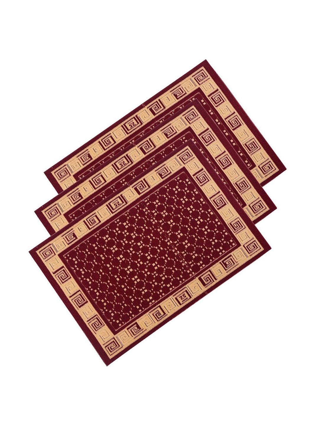 

Kuber Industries Maroon & Beige 3 Pieces Cross Tee Rectangular Anti-Skid Doormats