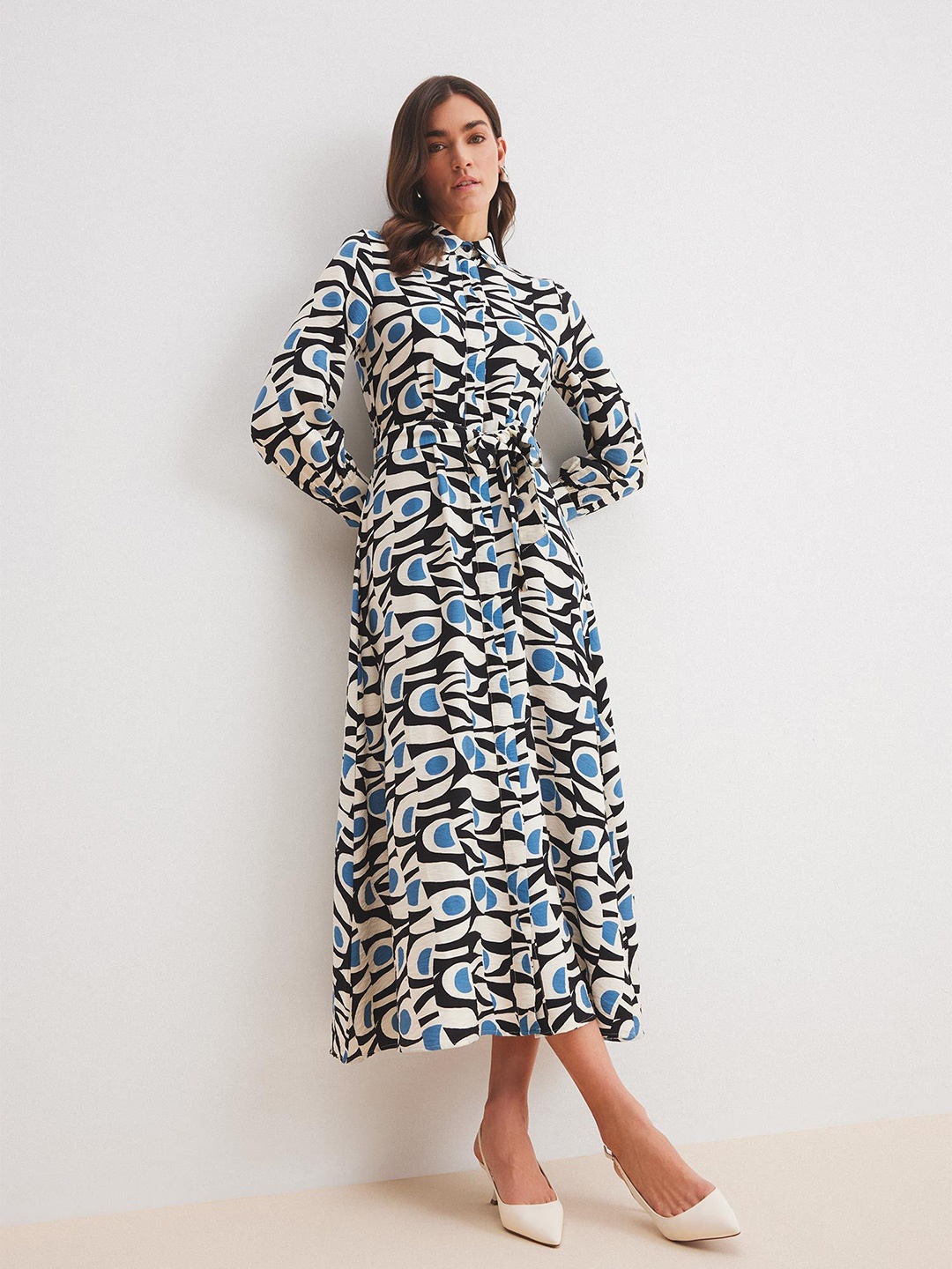 

DeFacto Print A-Line Midi Dress, White