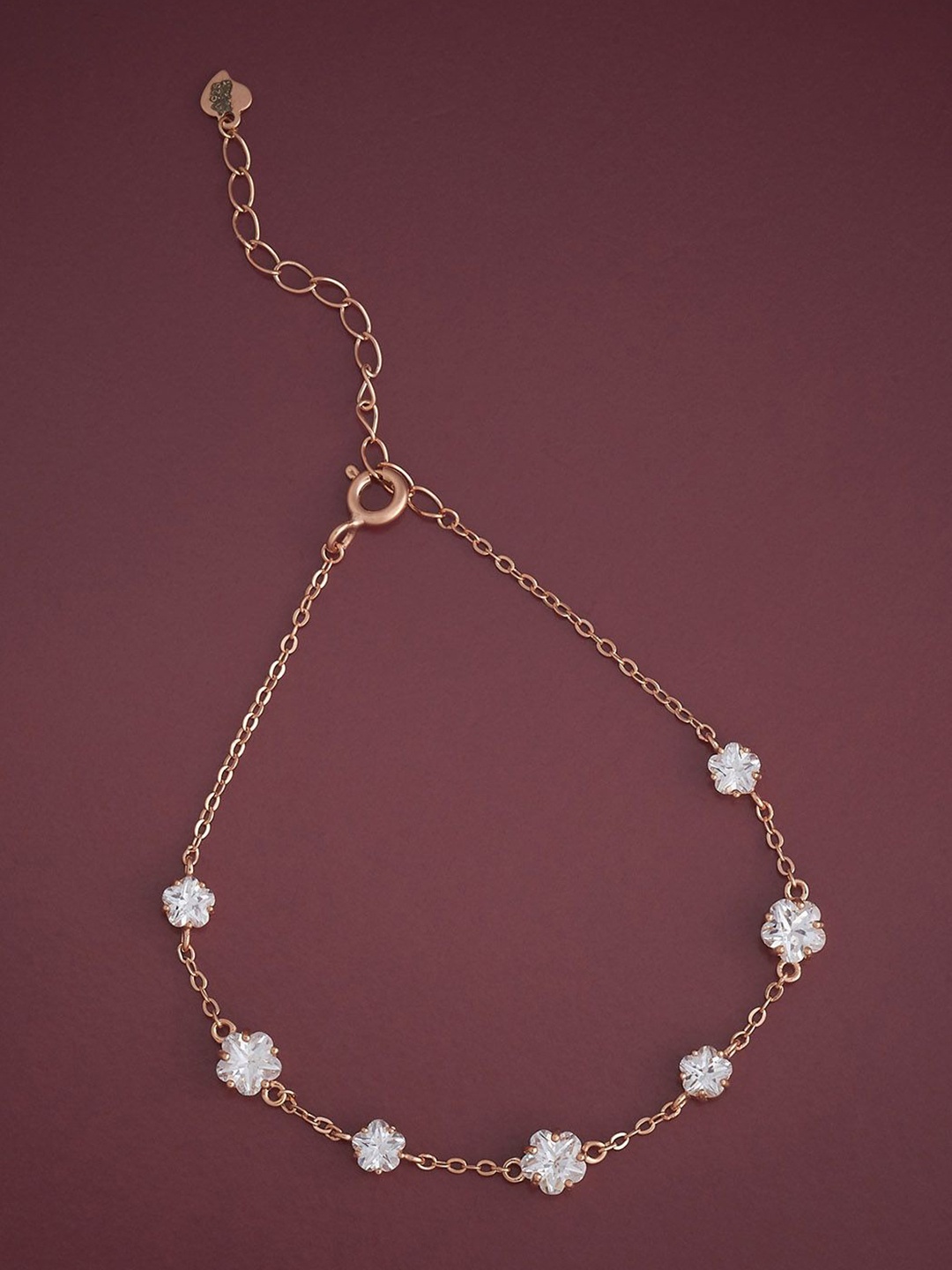 

Kushal's Fashion Jewellery Women 92.5 Sterling Silver Rose Gold-Plated CZ Link Bracelet