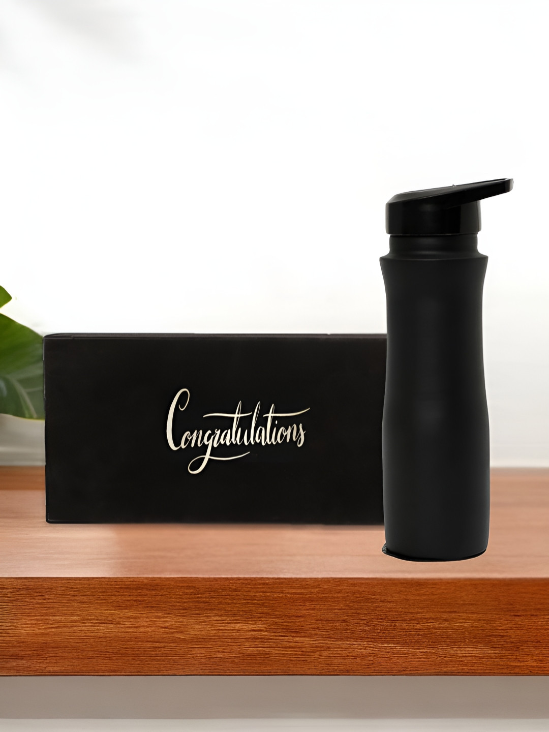 

INTERNATIONAL GIFT Black Pure Copper Water Bottle With Velvet Box & Carry Bag